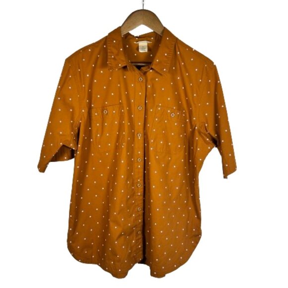 Duluth Trading Co Womens Top Button Up Polka Dot Camp Shirt Size Extra Large - Picture 1 of 16